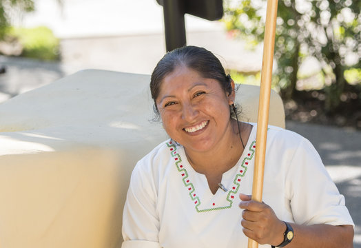 Smiling, Beautiful, Mexican Woman Housekeeper At A Resort In Mexico