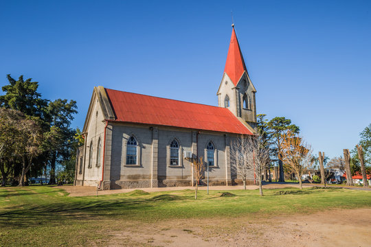 Nueva Helvecia - July 02, 2017: Church in the town of Nueva Helvecia, Uruguay