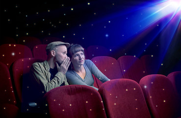 Lovely couple watching 3D movie