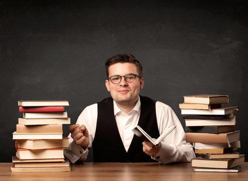 Teacher with books