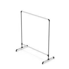 Empty Metall Clothing Display Rack on white. 3D illustration