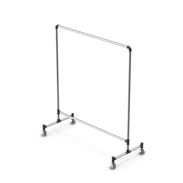 Empty Metall Clothing Display Rack On White. 3D Illustration