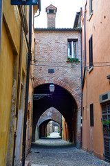 via delle volte, historical center, Ferrara Italy