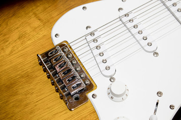Electric guitar wood guitar in a composition