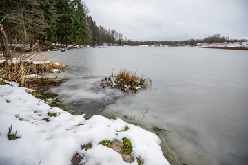 Winter river swamp
