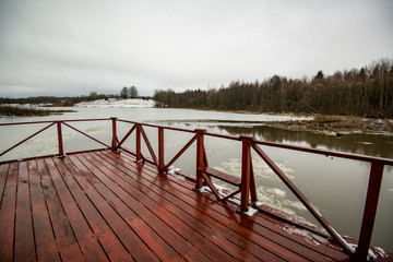 Winter river pier