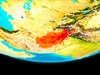 Satellite view of Afghanistan
