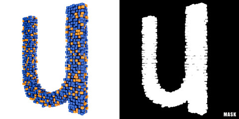 Litera u 3D sześciany kwadraty klocki piksele © vempireart