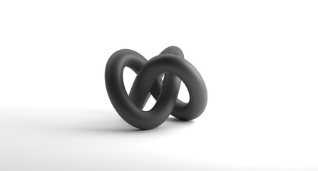 3D Rendering Of Realistic Looking Geometric Torus Knot Object On White Background
