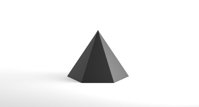 3D Rendering Of Realistic Looking Geometric Hexagonal Pyramid Object On White Background
