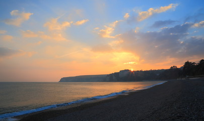 Sunset over Beer Head in East Devon on the Jurassic Coast