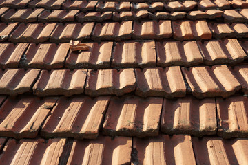Cracked clay roof tiles