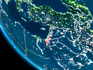 Orbit view of Israel at night