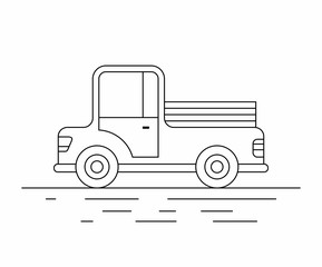 Farmer Pickup truck. line icon