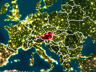 Map of Austria at night