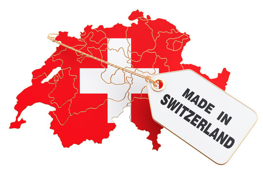 Made in Switzerland concept, 3D rendering