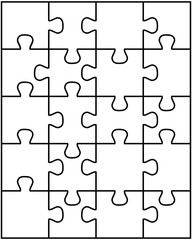 Illustration of separate parts of white puzzle