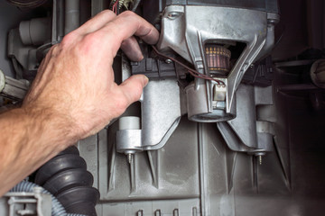 fix an electric motor the washing machine, replacement of brushes, home appliances repair &...