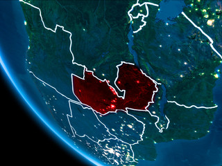 Orbit view of Zambia at night