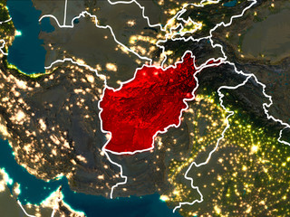 Map of Afghanistan at night