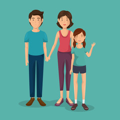Fototapeta premium father and mother with daughter vector illustration design