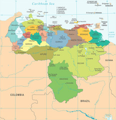 Venezuela Map - Detailed Vector Illustration