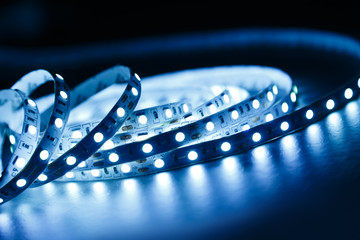 LED shining diode strip. Close-up 
