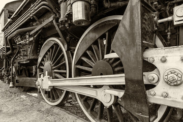 Fototapeta na wymiar The Wheels of the Old Train