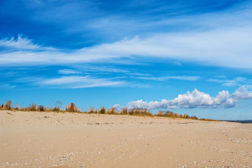 Fototapeta na wymiar Seascape with dramatic blue sky and clouds
