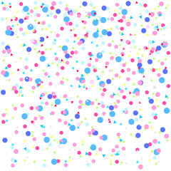 Abstract texture with random falling geometric elements. Geometrical background with confetti. Pattern for design. Pretty colors. Print for polygraphy, posters, t-shirts and textiles. Greeting cards