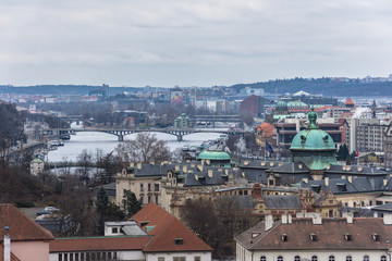 Fototapeta na wymiar towers and colorful buildings, Czech Republic