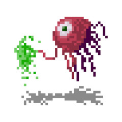 Pixel character alien monster for games and web sites