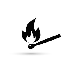 Burning match icon on white background. Vector illustration