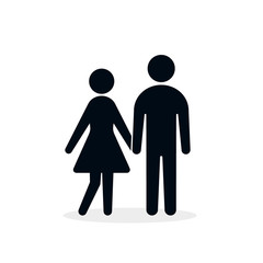 Man holds woman by the hand icon, Vector isolated simple illustration