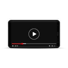 Smartphone with video player, Vector isolated realistic illustration