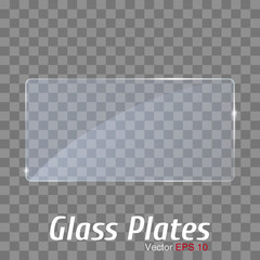 Blue Glass plate frame. Isolated on transparent background. 