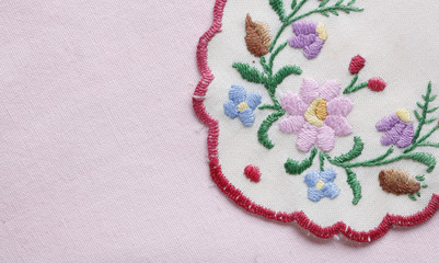 Embroidery flower decoration with copy space