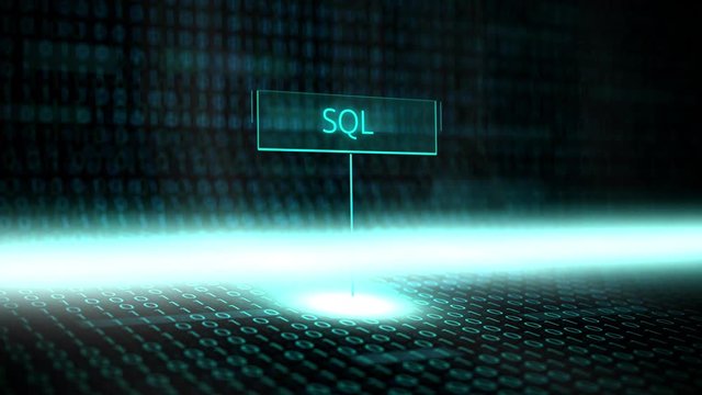 Digital landscape software defined typography with futuristic binary code - SQL