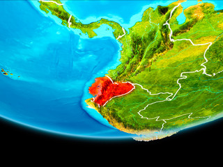 Satellite view of Ecuador