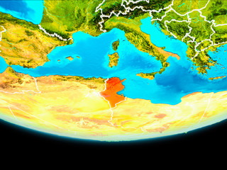 Satellite view of Tunisia