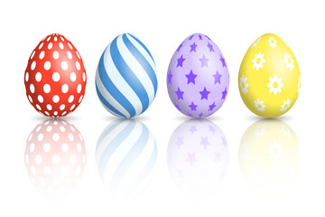 Colourful Easter Eggs on white background