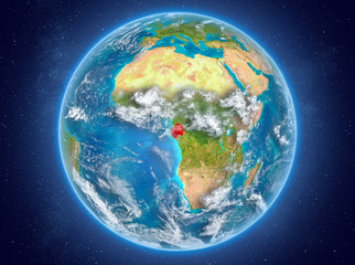Gabon on planet Earth in space