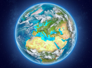 Montenegro on planet Earth in space