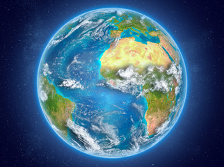 Liberia on planet Earth in space