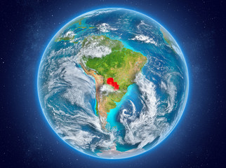 Paraguay on planet Earth in space