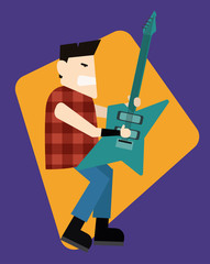 Rockstar guitarist is playing the guitar.