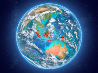 Indonesia on planet Earth in space