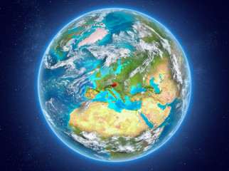 Austria on planet Earth in space