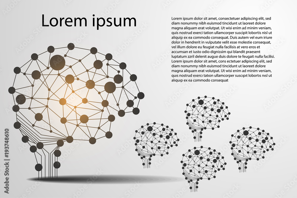 Poster abstract technology science concept brain digital link small and big use for template ,present ,web 