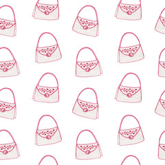 Watercolor seamless pattern with handbag illustrations